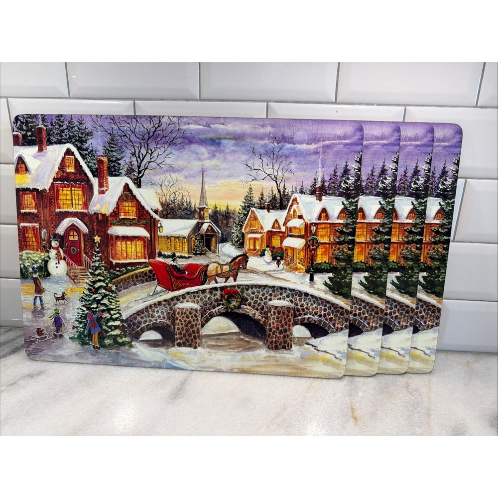 Set Of 4 Benson Mills Cork Back Christmas Placemats GW008